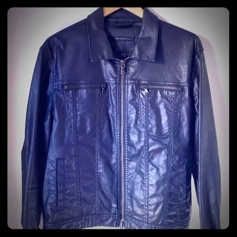 John Varvatos Coated Denim Jacket - New - Black -